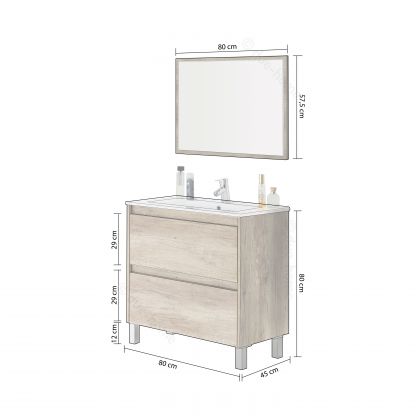 Mueble de baño con espejo Thai 2 cajones