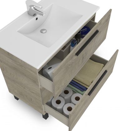 Armoire de toilette avec miroir Sense 3 tiroirs