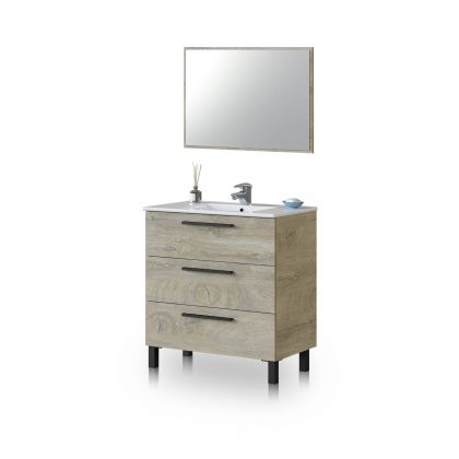 Armoire de toilette avec miroir Sense 3 tiroirs