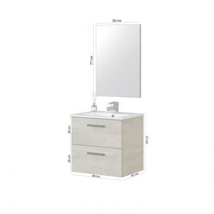 Armário de casa de banho com espelho Sense 2 gavetas 60