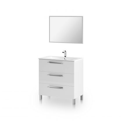 Armoire de toilette avec miroir Feel 3 tiroirs