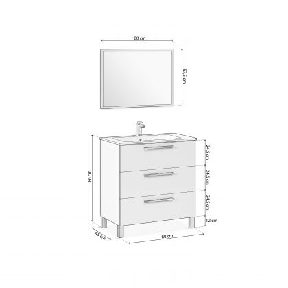Mueble de baño con espejo Feel 3 cajones