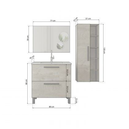 Pack de baño con lavabo cerámico y columna Sense Plus V2