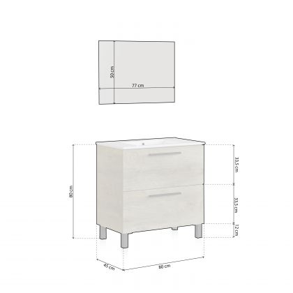 Conjunto de casa de banho com lavatório de cerâmica Sense