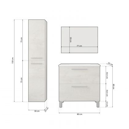 Conjunto de casa de banho com lavatório em cerâmica e coluna Sense Plus