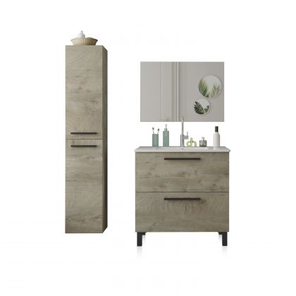 Conjunto de casa de banho com lavatório em cerâmica e coluna Sense Plus