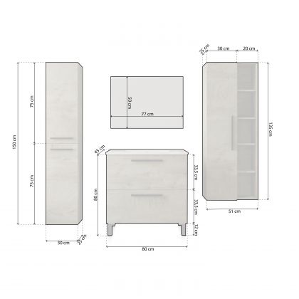 Pack salle de bain avec lavabo en céramique et colonnes Sense Max