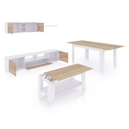 Pack salon avec table basse et table à manger Kenzo Max V1A