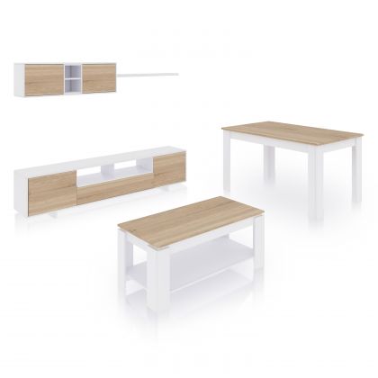 Pack salon avec table basse et table à manger Kenzo Max V1A