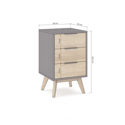 Numa table de chevet 3 tiroirs