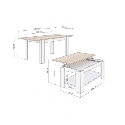 Pack mesa de comedor 140 y mesa de centro Lya