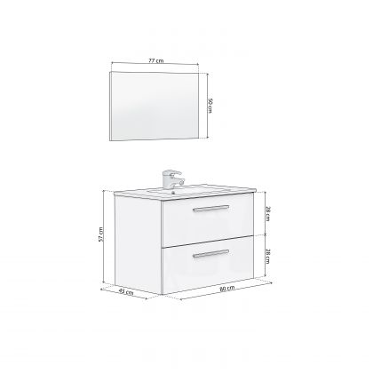 Mueble de baño con espejo Feel 2 cajones