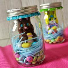 chocolate bunny in easter mason jars diy easter crafts for kids holiday kids gift ideas-t95394