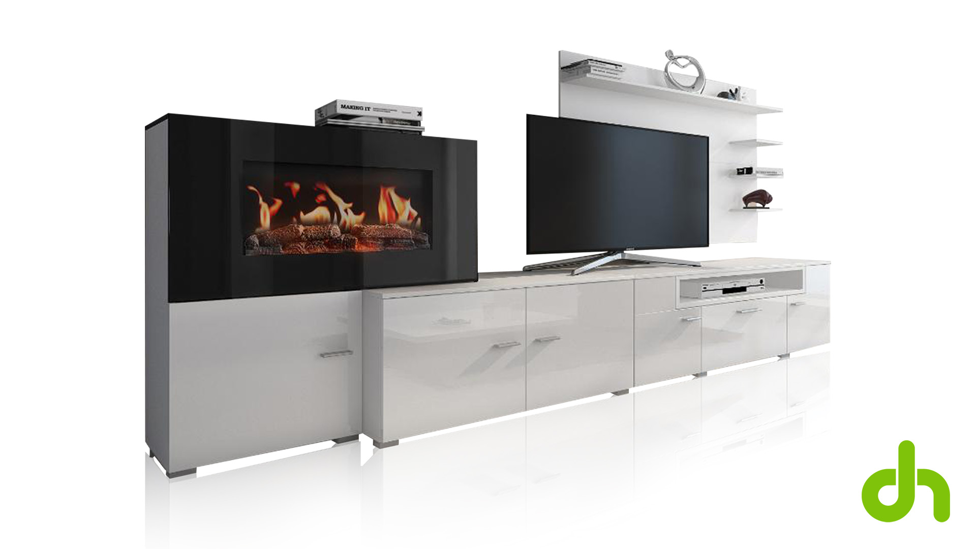 consola de TV con chimenea eléctrica estufa mueble para televisores hasta  55